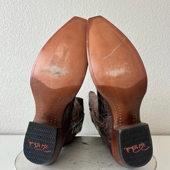 Rod Patrick Womens Cowboy Boots 10AAA Brown Caiman Western Pointed Toe Mid Calf - Picture 8 of 12